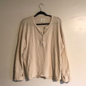 Aerie Cream Waffle Knit Lounge Shirt